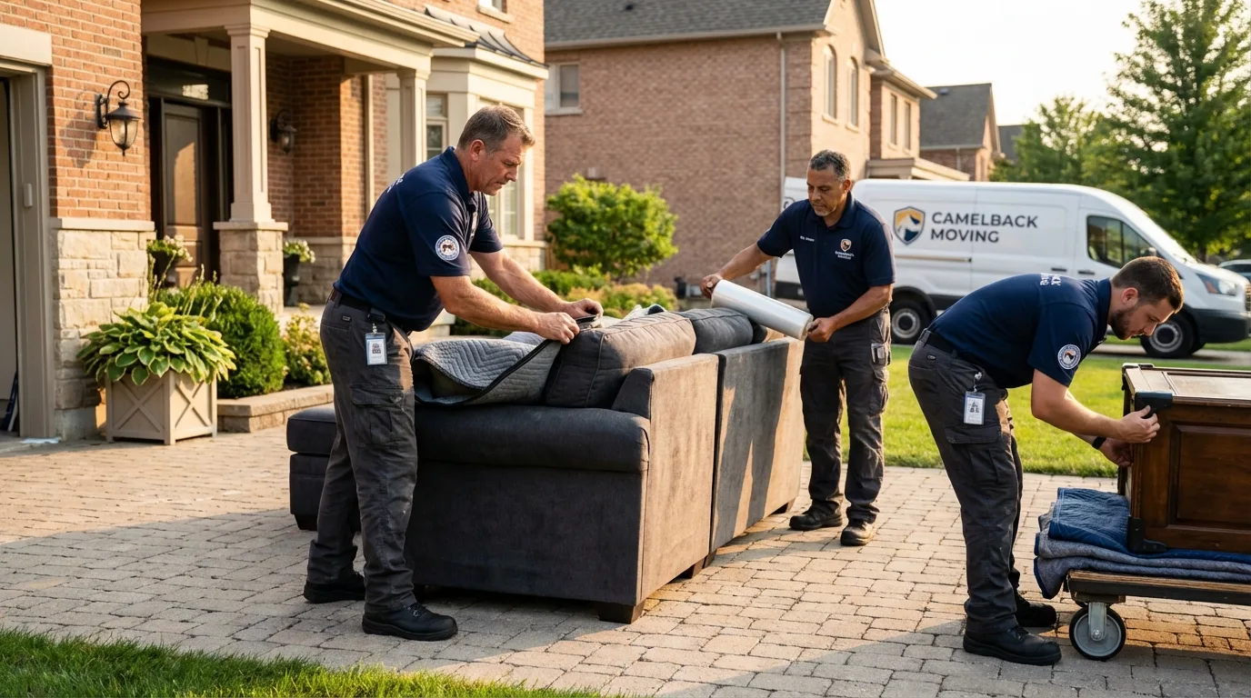 Large estate moving crew wrapping furniture in Rolling Meadows, IL