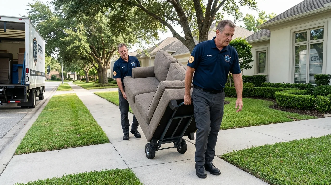 Local residential moving crew loading furniture in Rolling Meadows, IL